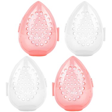 Framendino, 4 Pack Beauty Blender Sponge Container Breathable Makeup Case Clear Pink
