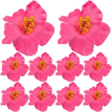 Framendino, 10 Pack Hibiscus Flowers Artificial Hair Decoration Pink