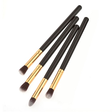 FRCOLOR 4Pcs Eyeshadow Makeup Brushes Set Eyeshadow Blending Brush Makeup Tool Kit for Women, Black &amp; Gold, Nylon Wool &amp; Wooden, 7.08 Inch, Ideal for Home &amp; Party Use