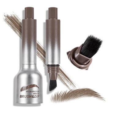 Liquid Eyebrow Brush with Color,Liquid Eye Brows Fection Angled Brush &amp; Dip,Waterproof Eyebrow Brush Long Lasting Feather Hair like,02