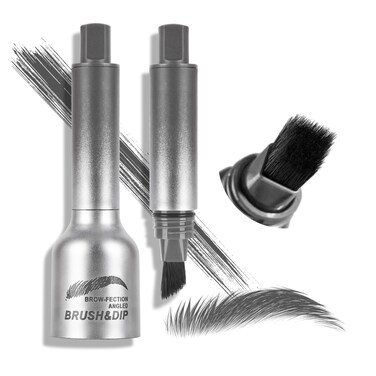 Liquid Eyebrow Brush with Color,Liquid Eye Brows Fection Angled Brush &amp; Dip,Waterproof Eyebrow Brush Long Lasting Feather Hair like,01