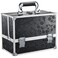 FRENESSA Makeup Train Case 11.8 Inch Extra Large Makeup Organizer Case 3 Trays with Mirror Cosmetic Travel Storage Box for Makeup Artist Nail Art Tech Sewing Supplies Travel Case Black Floral