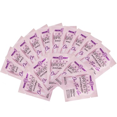 Fresh Body FB Breasts On-The-Go Anti-Chafing Deodorant Lotion to Powder - Unscented, 0.07 oz Travel Size (60 Pack) Soothing Lotion for Women - No Talc, Aluminum or Fragrance