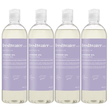 Naturally Derived Shower Gel Body Wash - Paraben, Phthlate Free, Relaxing Lavender Oil - Moisturizing Body Wash for Women - 16.9 fl oz 4PK