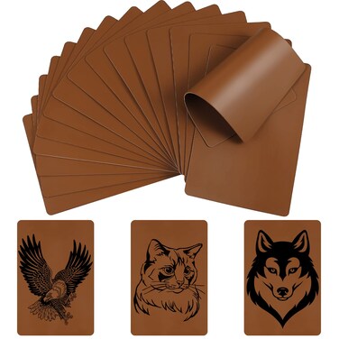Frienda 20 Pcs Blank Tattoo Practice Skin 1.5mm Thick Tattoo Fake Skin Double Sides Brown Tattoo Practice Skin for Microblading Eyebrow Practice Tattoo Sheet for Beginners Experienced Artist 8.7x5.7In