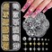 Gold Star Nail Charms, 3D Silver Nail Gems Metal Nail Charms Cross Stars Alloy Flatback Nail Studs Y2K Half Round Caviar Beads Jewels Manicure Decoration DIY Nail Art Accessories (2 Boxes)