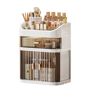 Cosmetics Storage Box Makeup Storage Organizer sliding door drawer style Desktop Storage Cabinet Dust-Proof Storage Dressing Box (Style B)