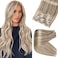 Full Shine Human Hair Clip in Extensions Ash Blonde Highlights Clip in Hair Extensions Ash Blonde Mix Platinum Blonde Seamless Clip in Hair Extensions Human Hair Straight 14 Inch 8 Pieces 120 Gram