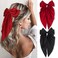FULZTEY Hair Clips for Women Tassel Ribbon Bow Hair Clip with Long Tail Solid Satin Girls Bows French Bowknot Barrettes Alligator Kawaii Hair Accessories 6PCS (Black Pink White)