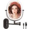 Rechargeable Wall Mounted Lighted Makeup Mirror, 8 Inch Double Sided LED Vanity Mirror 1X/7X Magnification,3 Color Lights Touch Dimmable Oval Frame 360&deg;Swivel Magnifying Bathroom Mirror Antique Bronze