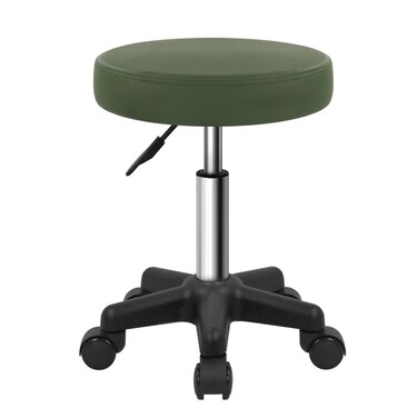 FURWOO Round Rolling Stool Height Adjustable Stool with Wheels for Spa Salon Massage Green