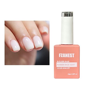 FZANEST Builder Gel For Nails, Milky White Gel Nail Polish Rubber Base Gel Polish For Nail Thickening, LED Nail Lamp Cured Nail Strengthener Extension Color Base Gel In A Bottle