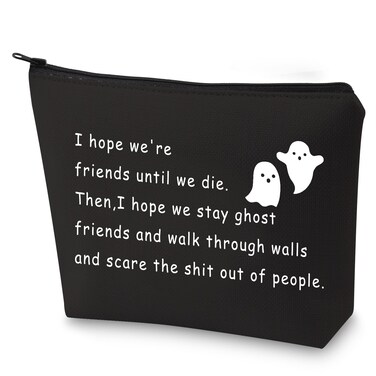 G2TUP Best Friends Ghost Gift Cosmetic Bag I Hope Were Friends Until We Die Ghost Funny Pouch for Bestie (Ghost friends)