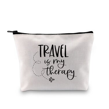 G2TUP Travel Lover Gift - Adventure Lover Zipper Cosmetic Bag (Travel Is My Therapy White Bag)
