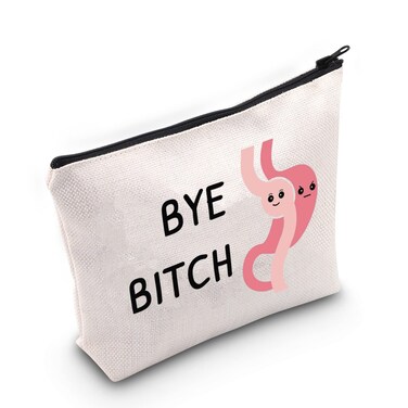 G2TUP Surgery Awareness Makeup Bag Gastric Sleeve Bariatric VSG Cosmetic Gift Travel Bag (Bye B*tch White Bag)