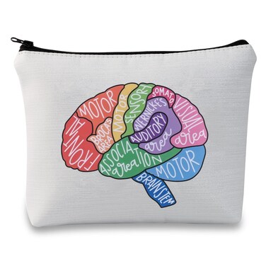 G2TUP Brain Anatomy Gift Neuroscience Cosmetic Bag Neurology Nurse Makeup Bag Nursing S-tudent Anatomical Layout Brain Zipper Travel Bag