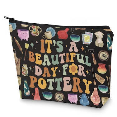 G2TUP Pottery Artist Makeup Bag Pottery Lover Gift It's Beautiful Day For Pottery Zipper Pouch Bag Ceramic Artist Merch (Beautiful Day For Pottery)
