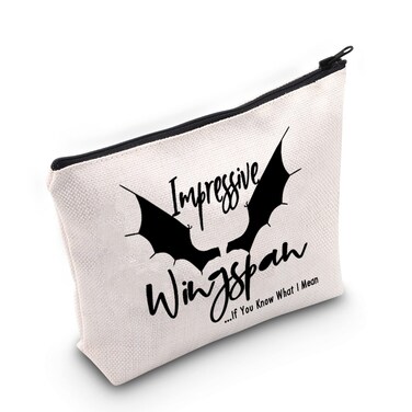 G2TUP S-J M Gift Impressive Wingspan Makeup Bag A Court of Thorns and Roses Cosmetic Bag T-OG Fan Gift Zipper Travel Bag (Impressive Wingspan White Bag)