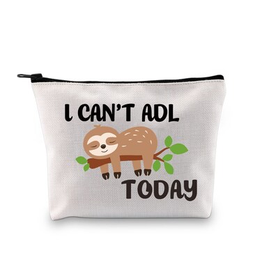 G2TUP Occupational Therapy Therapist Gift I Can't ADL Today Makeup Bag OT Life Sloth Bag Occupational Therapist Joke Gift