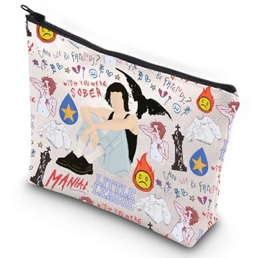 G2TUP Singer Album Cosmetic Makeup Bag Gray Music Fans Gift Singer Album Lyrics Zipper Pouch Bag Singer Concert Tour Merch (Wish You Were)