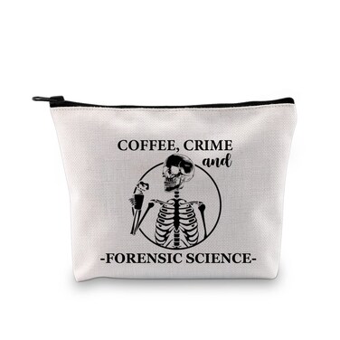 G2TUP Forensic Scientist Gift Coffee Crime And Forensic Science Makeup Bag Forensic Science Investigator Cosmetic Bag Criminologist Gift Travel Bag (And Forensic Science White Bag)