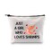G2TUP Shrimp Lover Gift Who Loves Shrimps Makeup Bag Seafood Shellfish Cosmetic Bag Seafood Lover Gift Zipper Travel Bag (Who Loves Shrimps White Bag)