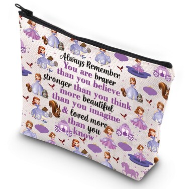 G2TUP Princess Sofia Cosmetic Makeup Bag Sofia Fans Gift You Are Braver Stronger Beautiful Than You Know Sofia Zipper Pouch Bag Sofia Merchandise (Remember Princess Sofia)