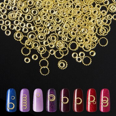 2000Pcs Round Nails Charms for Nail Art 3D - Gold Metal Circle Studs - 3x3mm and 5x5mm All-Match Manicure Kit Nails Art Supplies Accessories for Women Girls Acrylic Nails