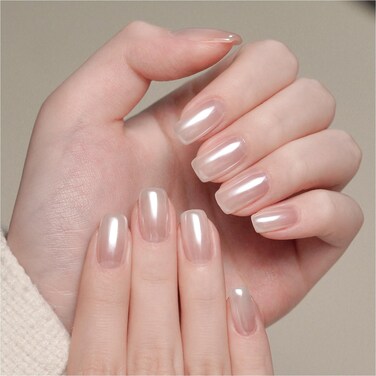 GAOY White Pearl Chrome Nail Powder, Mirror Effect Shimmer Glitter Pigment Mermaid Aurora Nail Art Decorations, Lustrous White