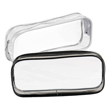 2Pcs Clear Toiletry Bags for Traveling - Black and White Set   Convenient Clear Travel Bags for Toiletries, Makeup, and More