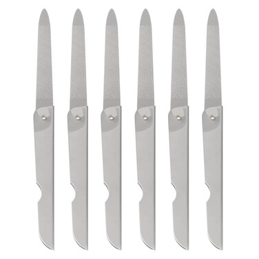 Nail File, 6PCS Folding Nail File Metal Stainless Steel Fold Cuticle Professional Tool Set Files Nails Easily for Men Women