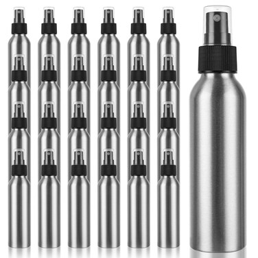 24PCS Aluminum Spray Bottle 4 oz Metal Mist Spray Bottle, Stainless Steel Spray Bottle 4 oz for Liquids Cosmetic Perfume Storage