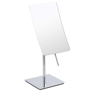 Table Standing Rectangular Vanity Makeup Mirror with 3X Magnification, High Adjustable, Made of 304 Stainless Steel, for Hotel Bathroom Polished Chrome