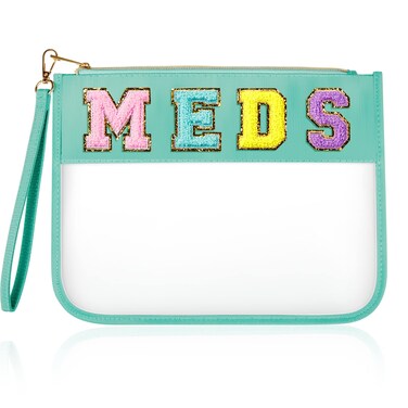 Chenille Letter Bag Nylon Makeup Bag Portable Bag Makeup Cases Preppy Patch Makeup Bag with Zipper Cosmetic Toiletry Storage Bag for Women