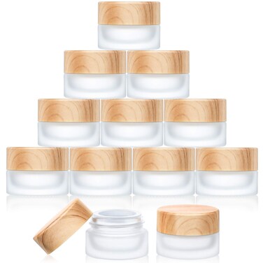 Geiserailie Glass Cosmetic Containers Empty Sample Jars with Leak Proof Lids Makeup Sample Containers for Lotion Cream Cosmetic(10 Pieces,5 Gram)