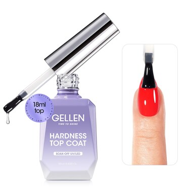 Gellen No Wipe Top Coat, 18ml Tempered Scratch Resistant Clear Nail Polish Finish, Soak Off UV Lamp Top Gel, High Gloss Shiny &amp; Long Lasting Top Coat Gel for Starter Nail Salon Art DIY Manicure