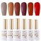 Gellen Gel Nail Polish Set, 0.33 Fl.Oz 6 Colors Fall Winter Red Brown Gel Polish Kit No Wipe Soak Off Glossy UV Gel for Nail Manicure DIY Art Salon Home