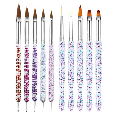 Nail Art Brushes 10 Pcs Kit 10Pcs Nail Painting Brushes and 5 Nail Dotting Tools Whole Set Nail Brushes for Nail Salon