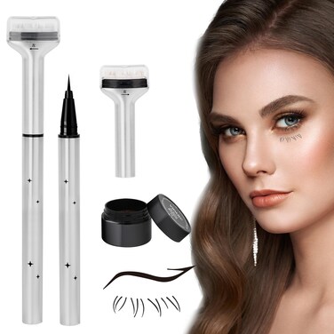 GEMERRY Lower Lash Stamp Lower Eyelash Stamp with Ink 2 in 1 Waterproof Sweatproof Eyeliner Reusable Bottom Lash Stamp Tool Quick Eye Makeup Tool Natural look for Beginner(Black)