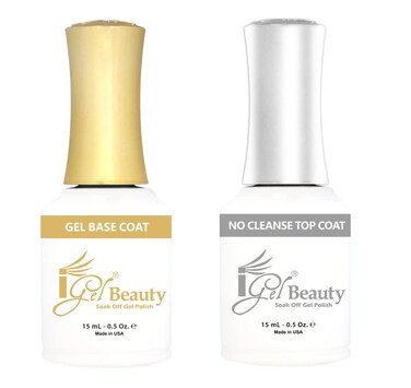 iGel Beauty Base Coat &amp; Top Coat No Wipe 0.5 oz, Clear