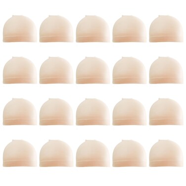 20 Pcs Beige Nylon Hd Wig Caps - Invisible &amp; HD Quality Stocking Cap for Women's Long Thick Hair - 10 Pack/20Pcs
