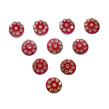 Bindi Round Indian Bollywood Forehead Stickers Fashionable Stone Border Bindi Stickers Womens Perfect for Occasion and Casual wear (Red 3), Small