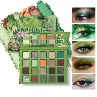20-Color Green Eyeshadow Palette &ndash; Matte &amp; Shimmer, Highly Pigmented, Blendable, Long-Lasting, Waterproof, No Fallout, Travel-Friendly with Mirror &ndash; Perfect for Fantasy, Festival &amp; Smokey Eye Makeup