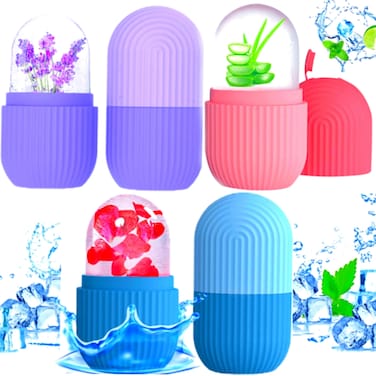 Pack of 3- Ice Roller for Face, Eyes, Body Massage. Natural Cold Therapy to Eliminate Puffiness, Dark Circles, Wrinkle. Promotes Blood Circulation for Glowing, Soft, Tight Skin (Pink, Purple &amp; Blue)