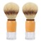 Genixart Nature Bristle Shaving Brush with Varnished Wooden Handle Plus Transparent Base, Perfect for Mens Wet Shave (2pcs Gift Pack)