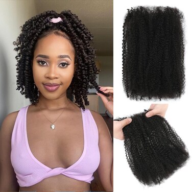 Afro Kinkys Bulk Human Hair for Permanent Micro Locs/Twists/Braids/Repair 4C Afro Kinky Curly Bulk Human Hair Can Dye and Bleach Natural Black 16 Inch