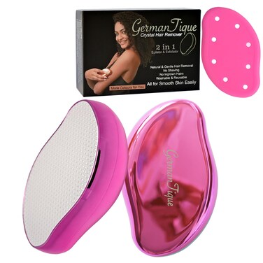 Crystal Hair Eraser,Natural Crystal Hair Remover,Reusable Painless Nano Glass Hair Removal Device Without Shaver,Gentle Crystal Epilator and Exfoliator for Soft Silky Skin(Hot Pink)