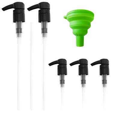 GETi Beauty -SalonTop- Black Dispenser&ndash; Great for Hand Sanitizer - Soap - Shampoo - Conditioner - 5-Pack Liter 33.8 with Easy Fill Silicone Funnel