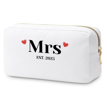 Mrs Wedding Gift Makeup Bag Mrs Wife Gifts Wedding Day Gift for Bride Mrs Est 2025 Bag Bride to Be Gifts Wifey Gifts for Wife Girlfriend Bride Gifts Bachelorette Bridal Shower Gifts Cosmetic Pouch