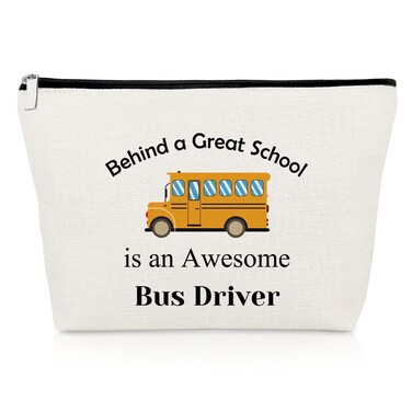 Bus Driver Appreciation Gifts Makeup Bag Inspirational Gifts for Coworkers Bus Driver Thank You Cosmetic Bag for Best Friend Teacher Retirement Present Christmas Birthday Travel Cosmetic Pouch